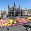 Tấm thảm khổng lồ được kết hoàn toàn bằng hoa tươi phủ trên mặt đất lát đá cuội của Quảng trường lớn. (Nguồn: Reuters)