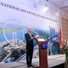 Ông Võ Văn Hoan, Chủ tịch UBND Thành phố Hồ Chí Minh thay mặt lãnh đạo Thành phố phát biểu chúc mừng. (Ảnh: Xuân Khu/TTXVN)