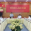 Thủ tướng Phạm Minh Chính chủ trì làm việc với lãnh đạo chủ chốt tỉnh Lào Cai. (Ảnh: Dương Giang/TTXVN)
