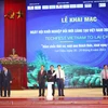 Các đại biểu khởi động Ngày hội khởi nghiệp đổi mới sáng tạo Việt Nam 2022 tại Lai Châu. (Ảnh: Việt Hoàng/TTXVN)