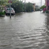 Mưa lớn đã làm ngập nhiều tuyến đường trong khu phố Hải Tân, thị trấn Quảng Hà. (Nguồn: Báo Quảng Ninh)