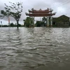 Bao quanh nhiều địa bàn tại huyện Quảng Điền vẫn là mênh mông nước. (Ảnh: TTXVN phát)