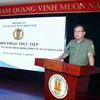 Thiếu tướng Phạm Đăng Khoa, Cục trưởng Cục Quản lý xuất nhập cảnh, Bộ Công an phát biểu. (Ảnh: Phạm Kiên/TTXVN)