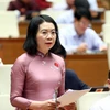 Đại biểu Quốc hội tỉnh Nam Định Mai Thị Phương Hoa phát biểu. (Ảnh: Phạm Kiên/TTXVN)