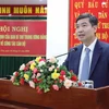 Ông Tạ Anh Tuấn - Phó Bí thư Tỉnh ủy Phú Yên nhiệm kỳ 2020-2025 phát biểu nhận nhiệm vụ. (Ảnh: Xuân Triệu/TTXVN)