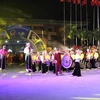 Một tiết mục đặc sắc của đồng bào dân tộc Mường tỉnh Ninh Bình tại Lễ hội đường phố. (Ảnh: Đức Phương/TTXVN)