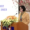 Bí thư Đảng ủy, Tổng giám đốc TTXVN Vũ Việt Trang phát động triển khai nhiệm vụ năm 2023. (Ảnh: Hoàng Hiếu/TTXVN)