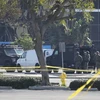 Cảnh sát được triển khai tại hiện trường vụ xả súng ở Monterey Park, California, Mỹ, ngày 22/1. (Ảnh: AP/TTXVN)
