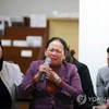 Bà Nguyễn Thị Thanh phát biểu tại tòa án Hàn Quốc năm 2019. (Nguồn: Yonhap)