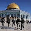 Lực lượng an ninh Israel tuần tra tại Núi Đền ở Jerusalem. (Ảnh: AFP/TTXVN)