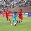 Những pha tấn công nhanh, sắc nét của các cầu thủ nữ U20 Ấn Độ đã khiến lưới của nữ U20 Singapore rung lên nhiều lần. (Ảnh: Tạ Toàn/TTXVN)