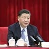 Tổng Bí thư, Chủ tịch Trung Quốc kiêm Chủ tịch Quân ủy Trung ương Tập Cận Bình phát biểu trong cuộc gặp các đại biểu tham dự Kỳ họp thứ nhất Đại hội Đại biểu Nhân dân Toàn Quốc khóa XIV ở Bắc Kinh, ngày 6/3/2023. (Ảnh: THX/TTXVN)