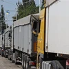 Xe tải chở lúa mỳ gần Izmail, thuộc vùng Odessa, Ukraine. (Ảnh: AFP/TTXVN)