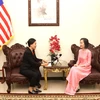 Bà Nguyễn Thị Ngọc Anh, Đại biện Đại sứ quán Việt Nam tại Malaysia trả lời phỏng vấn của phóng viên TTXVN tại Kuala Lumpur. (Ảnh: TTXVN phát)