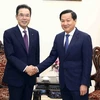 Phó Thủ tướng Chính phủ Lê Minh Khái tiếp Chủ tịch Liên đoàn Hợp tác xã Nông nghiệp quốc gia Hàn Quốc Lee Sung-hee. (Ảnh: Phạm Kiên/TTXVN)