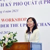 Bà Pauline Tamesis, Điều phối viên thường trú của Liên hợp quốc tại Việt Nam phát biểu. (Ảnh: Lâm Khánh/TTXVN)