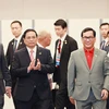 Thủ tướng Phạm Minh Chính đến dự Lễ công bố mở đường bay Hà Nội/Thành phố Hồ Chí Minh-Hiroshima của Hãng hàng không Vietjet. (Ảnh: Dương Giang/TTXVN)