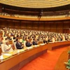 Tổng Bí thư Nguyễn Phú Trọng cùng các lãnh đạo, nguyên lãnh đạo Đảng, Nhà nước và đại biểu Quốc hội thực dự khai mạc Kỳ họp thứ 5, Quốc hội khóa XV. (Ảnh: Trí Dũng/TTXVN)