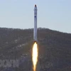 Cuộc thử nghiệm 'ở giai đoạn cuối quan trọng' trong việc phát triển các vệ tinh do thám tại Cơ sở phóng vệ tinh Sohae ở Cholsan, tỉnh Bắc Pyongan, Triều Tiên, ngày 18/12/2022. (Ảnh: Yonhap/TTXVN)