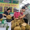 Sầu Riêng Đắk Nông được bày bán tại hội chợ. (Ảnh: Phương Anh/TTXVN)