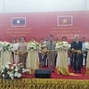 Lễ khánh thành và đưa vào sử dụng dự án Nhà đa năng Trường Hữu nghị Lào-Việt Nam tỉnh Savannakhet. (Ảnh: TTXVN phát)