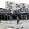 Tòa nhà bị hư hại do xung đột tại Mariupol, Ukraine, ngày 28/4/2022. (Ảnh: THX/TTXVN)