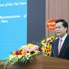 Thứ trưởng Bộ Ngoại giao Hà Kim Ngọc phát biểu tại buổi lễ. (Nguồn: Thời Đại)