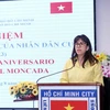 Bà Ariadne Feo Labrada, Tổng Lãnh sự Cuba tại Thành phố Hồ Chí Minh, phát biểu tại buổi họp mặt. (Ảnh: Xuân Khu/TTXVN)