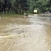 Quốc lộ 2, đoạn qua địa phận huyện Hàm Yên, tỉnh Tuyên Quang bị ngập lụt. (Ảnh: Vũ Quang/TTXVN)
