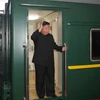 Nhà lãnh đạo Triều Tiên Kim Jong-un lên đường tới Nga từ ga tàu hỏa ở Bình Nhưỡng, ngày 10/9/2023. (Ảnh: KCNA/TTXVN)