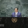 Thủ tướng Phạm Minh Chính phát biểu tại Phiên thảo luận chung cấp cao Khóa 78 Đại hội đồng Liên hợp quốc. (Ảnh: Dương Giang/TTXVN)