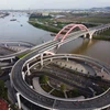 Cầu Hoàng Văn Thụ là công trình quan trọng thuộc 'Dự án Đầu tư Xây dựng Hạ tầng Kỹ thuật Khu Đô thị Mới' của thành phố Hải Phòng, hoàn thành và đưa vào sử dụng tháng 10/2019. (Ảnh: Vũ Sinh/TTXVN)