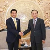 Trưởng Ban Đối ngoại Trung ương Lê Hoài Trung tiếp Phó Thủ tướng, Bộ trưởng Ngoại giao Thái Lan Parnpree Bahiddha-Nukara. (Ảnh: Phương Hoa/TTXVN)