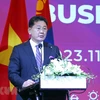 Tổng thống Mông Cổ Ukhnaagiin Khurelsukh phát biểu tại Diễn đàn. (Ảnh: An Đăng/TTXVN)