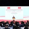 Chủ tịch UBND thành phố Hà Nội Trần Sỹ Thanh phát biểu khai mạc Hội nghị. (Ảnh: TTXVN)