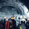 Công tác cứu hộ được triển khai tại hiện trường vụ sập đường hầm ở bang Uttarakhand, miền Bắc Ấn Độ ngày 12/11/2023. (Ảnh: PTI/TTXVN)