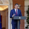 Thủ tướng Tây Ban Nha Pedro Sanchez phát biểu trong cuộc họp báo ở Madrid ngày 20/11/2023. (Ảnh: AFP/TTXVN)