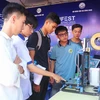 Mô hình máy in 3D do sinh viên sáng chế được trưng bày, giới thiệu tại Ngày hội Khởi nghiệp Đổi mới Sáng tạo. (Ảnh: Thu Hiền/TTXVN)