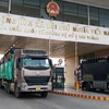 Hoạt động xuất nhập khẩu tại Cửa khẩu Quốc tế Đường bộ số 2 Kim Thành. (Ảnh: Quốc Khánh/TTXVN)