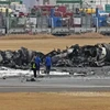 Máy bay chở khách của Hãng hàng không Japan Airlines sau vụ va chạm tại Sân bay Haneda ở Tokyo, Nhật Bản. (Ảnh: Kyodo/TTXVN)