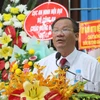 Ông Trương Hoàng Trọng, Phó Chủ tịch Ủy ban Mặt trận Tổ quốc tỉnh An Giang phát biểu tại buổi lễ. (Ảnh: Công Mạo/TTXVN)