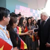 Tổng thống Cộng hòa Liên bang Đức Frank-Walter Steinmeier tới thăm Trường Đại học Việt-Đức tại thị xã Bến Cát, tỉnh Bình Dương. (Ảnh: TTXVN phát)