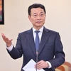 Bộ trưởng Bộ Thông tin và Truyền thông Nguyễn Mạnh Hùng phát biểu. (Ảnh: Minh Đức/TTXVN)