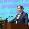 Thủ tướng Phạm Minh Chính phát biểu chỉ đạo Hội nghị triển khai nhiệm vụ phát triển thị trường chứng khoán năm 2024. (Ảnh: Dương Giang/TTXVN)