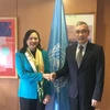 Ông Khúc Tinh - Phó Tổng Giám đốc UNESCO tiếp Đại sứ Nguyễn Thị Vân Anh, Trưởng Phái đoàn thường trực Việt Nam bên cạnh UNESCO. (Ảnh: TTXVN phát)