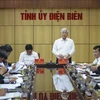 Chủ tịch Ủy ban Trung ương Mặt trận Tổ quốc Việt Nam Đỗ Văn Chiến phát biểu tại buổi làm việc. (Ảnh: Xuân Tư/TTXVN)