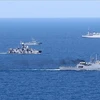 Các tàu tham gia tập trận 'Vành đai An ninh Hàng hải 2023' tại Vịnh Oman. (Nguồn: Anadolu Agency)