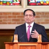 Thủ tướng Phạm Minh Chính phát biểu về chính sách của Việt Nam tại Đại học Victoria, New Zealand. (Ảnh: Dương Giang/TTXVN)