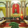 Quyền Chủ tịch nước Võ Thị Ánh Xuân phát biểu tại buổi gặp mặt đoàn đại biểu Hội Doanh nhân Trẻ Việt Nam. (Ảnh: Thống Nhất/TTXVN)