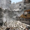 Hiện trường đổ nát sau vụ tấn công vào tòa nhà Lãnh sự quán Iran ở Damascus, Syria ngày 2/4. (Ảnh: THX/TTXVN)